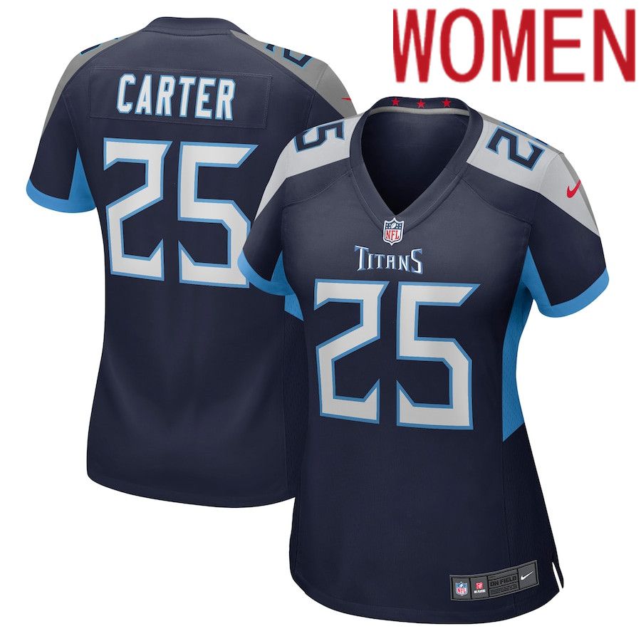 Women Tennessee Titans #25 Jamal Carter Nike Navy Player Game NFL Jersey->women nfl jersey->Women Jersey